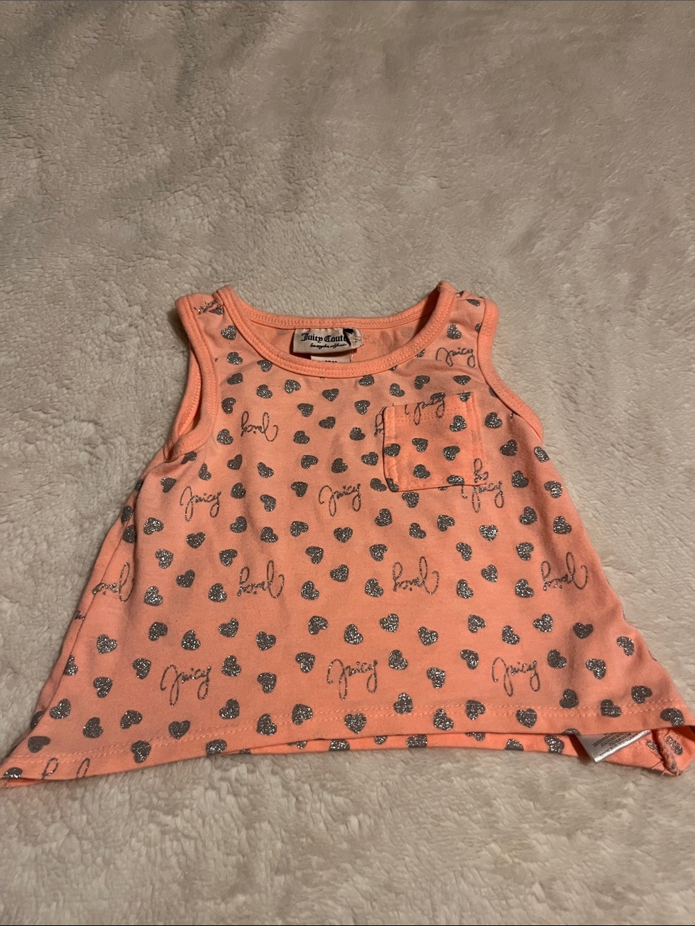 Juicy Couture Girls' Peach Glitter Heart Tank